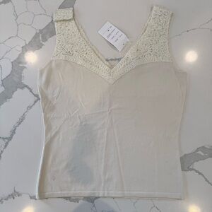 Alberto Makali Cream Fitted Embellished Tank Top